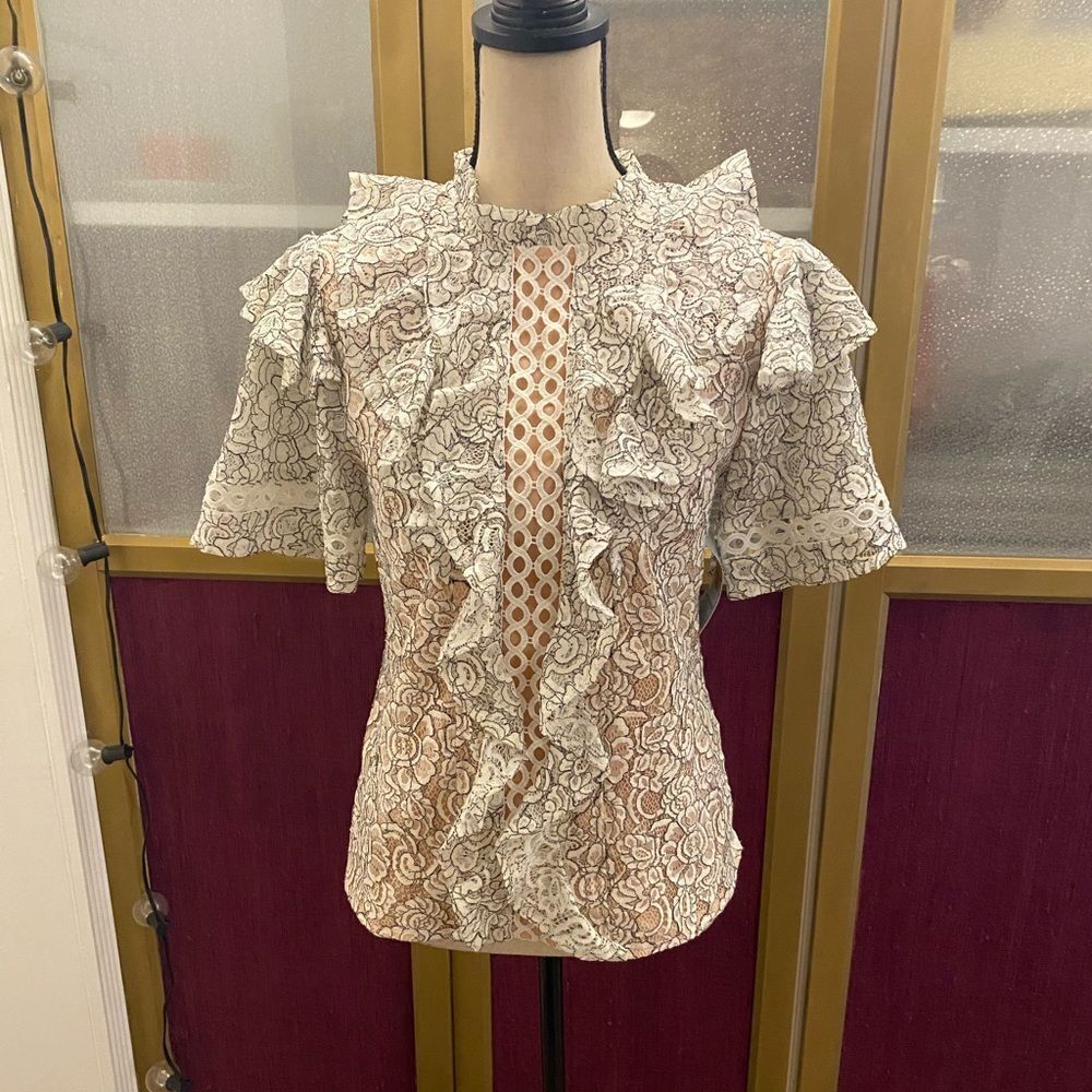 Champagne & Strawberry lace top, S
